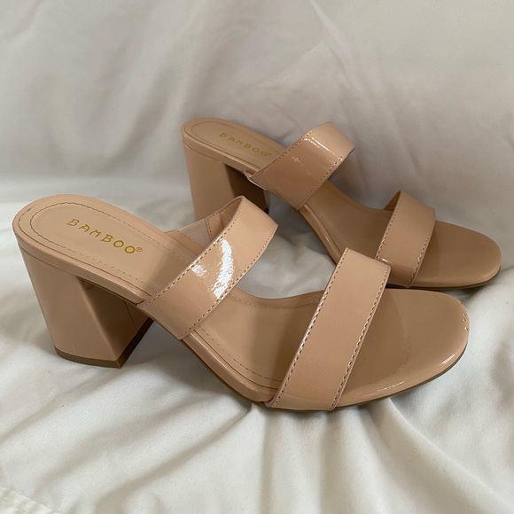 Bamboo Nude Heeled Mules - Picture 3 of 6
